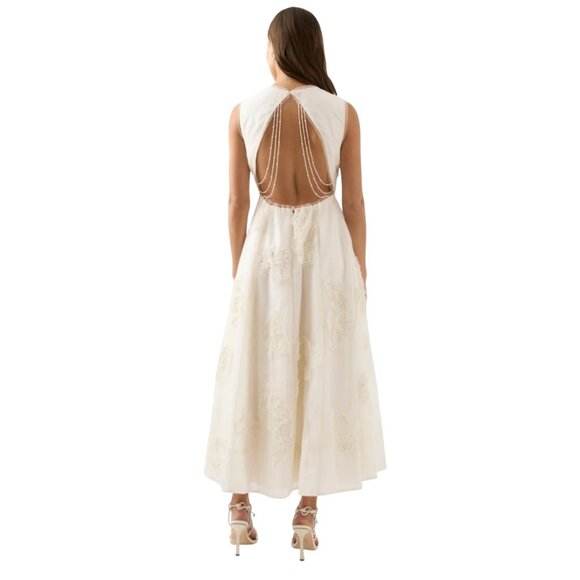 AJE Vera Beaded Flower Midi Dress Size XS, UK 6, US 2 - Picture 3 of 11